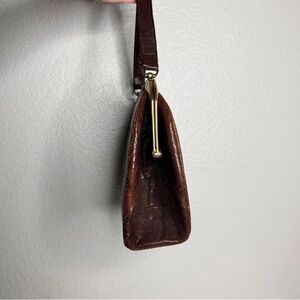 Brown leather snakeskin bag